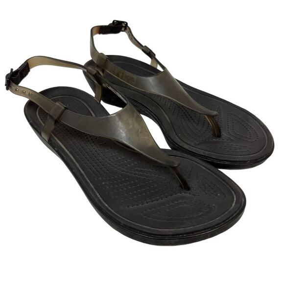 Croc's Brown Slingback Ankle Buckle Sandals 6 - Picture 1 of 6